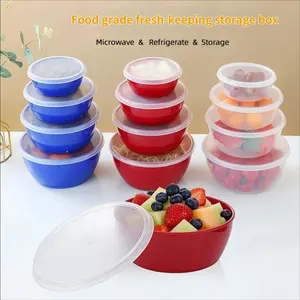 High-Temperature Resistant Food Grade Round PP Storage Bowls Set, Home Refrigerator Microwave Safe Sealed Leak-Proof Plastic Containers
