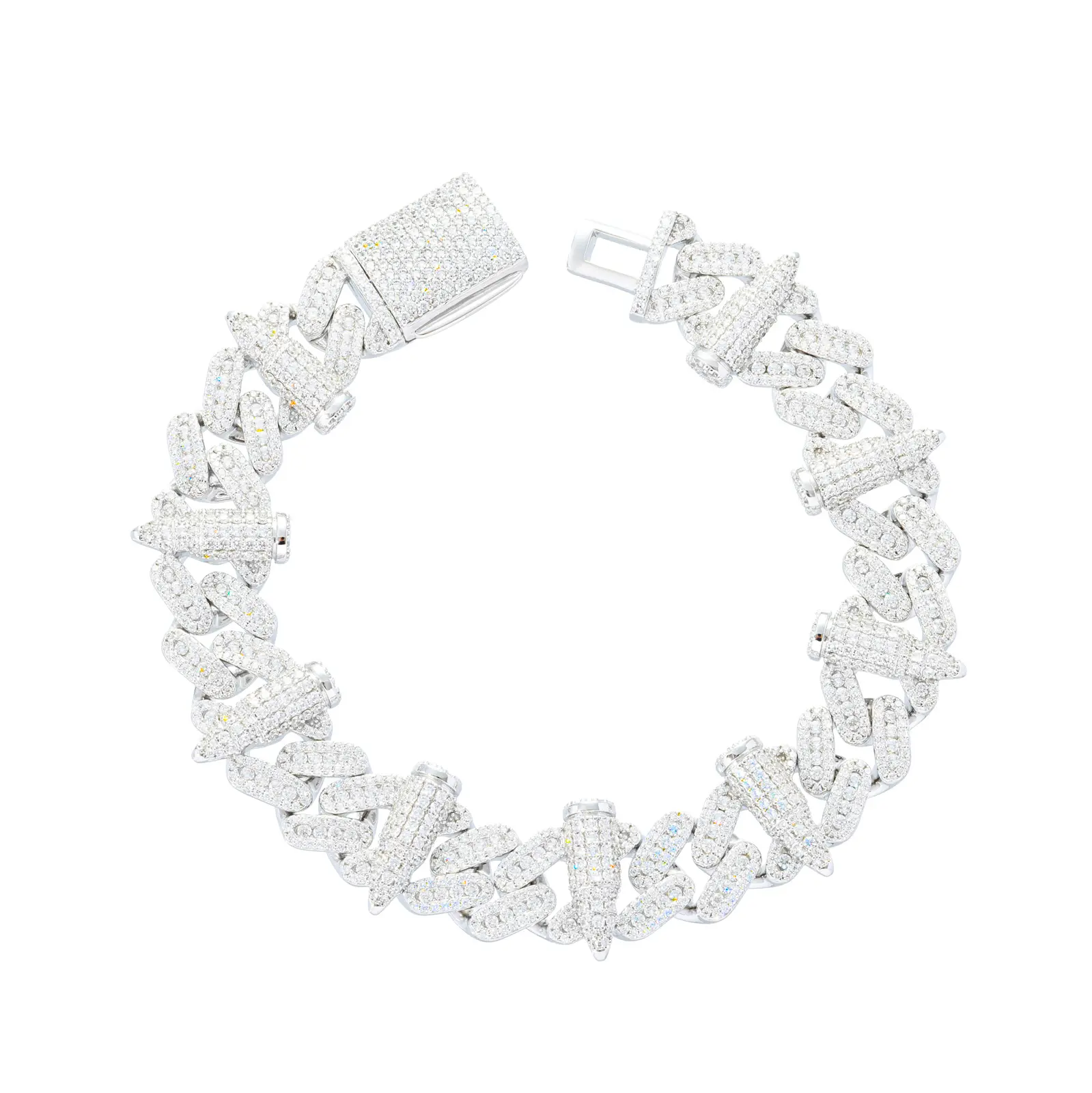 Bullet Cuban Chain Copper Moissanite UCCIYO Laboratory Builds Moissanite Bracelet for Men's and Women's Hip Hop Rock High Jewelry [# CMB117]
