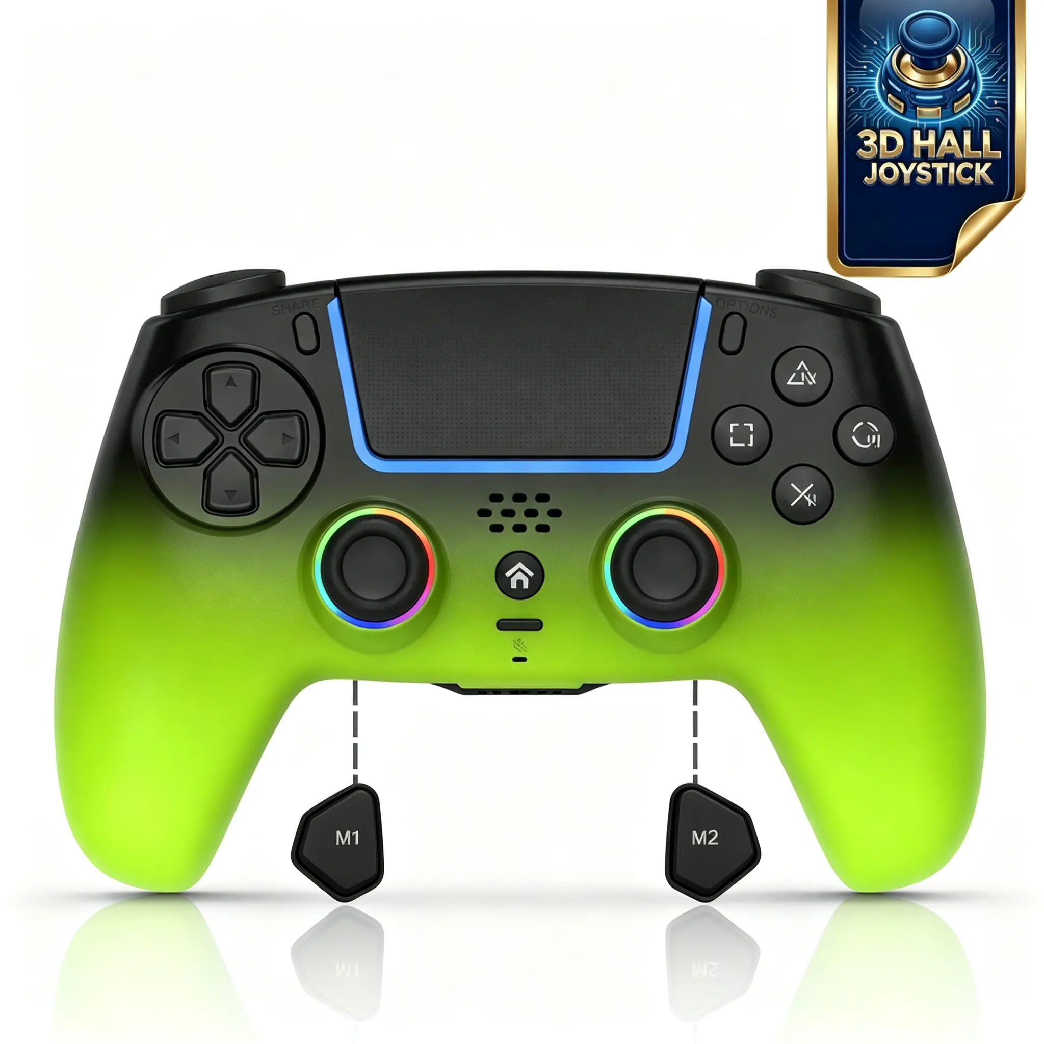 Olevo Wireless Gaming Gamepad for PS5 - PS5 Accessories with High-Precision Hall Joysticks (Anti-Drift), Customizable M1/M2 Back Button Mappings, RGB Lighting, Touch Panel, Stable Connection for Enhanced Gaming Products Performance