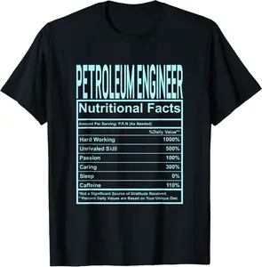 Funny Nutrition Facts Petroleum Engineer T-Shirt - Emilyschwe Shop 65B0D6L1CLR2