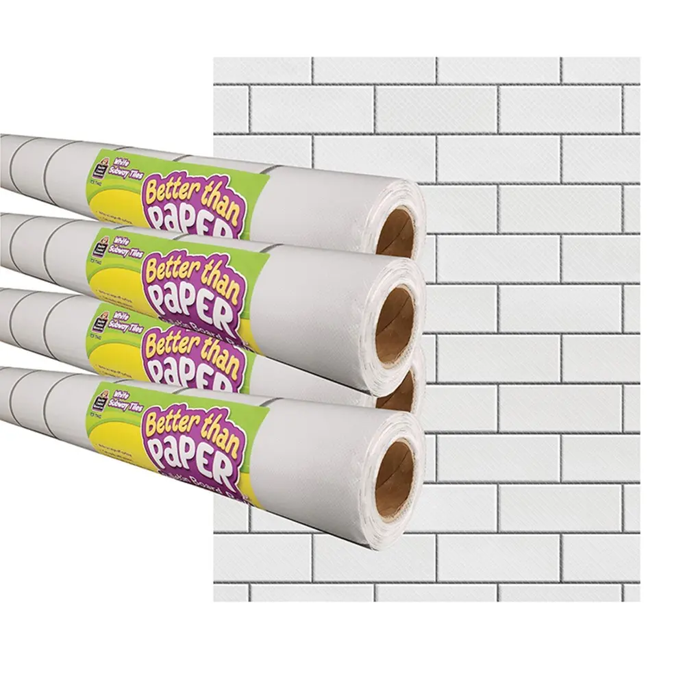Teacher Created Resources Subway Tile Better Than Paper Bulletin Board Roll, White - Pack of 4