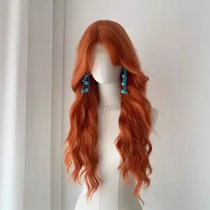 Wig for Women, 26" Long Hair Wig, Hair Topper for Women - 26 Inch Wavy Synthetic Hairpiece with Bangs for Thinning Hair, Natural Volume, Your Daily Confidence, Vibrant Orange Lace Front Wig Long Wavy Middle Part Bangs Synthetic Wig for Daily Party