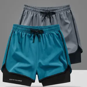 Two-pack — two-panel double-layer athletic shorts featuring a loose outer layer and a snug inner lining that work together seamlessly for breathability and quick-drying performance—ideal for running, workouts, and everyday casual wear