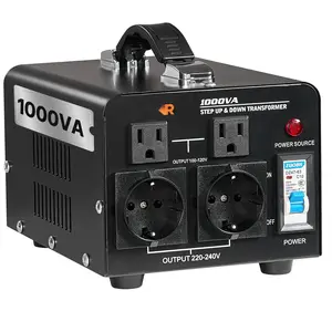 Voltage Converter Transformer 1000VA Step Up And Step Down 110V To 220V And 220V To 110V For Home Electronics, Appliances, Travel, And Power Tools - Heavy Duty Power Transformer With Safe Overload Protection And Compact Design