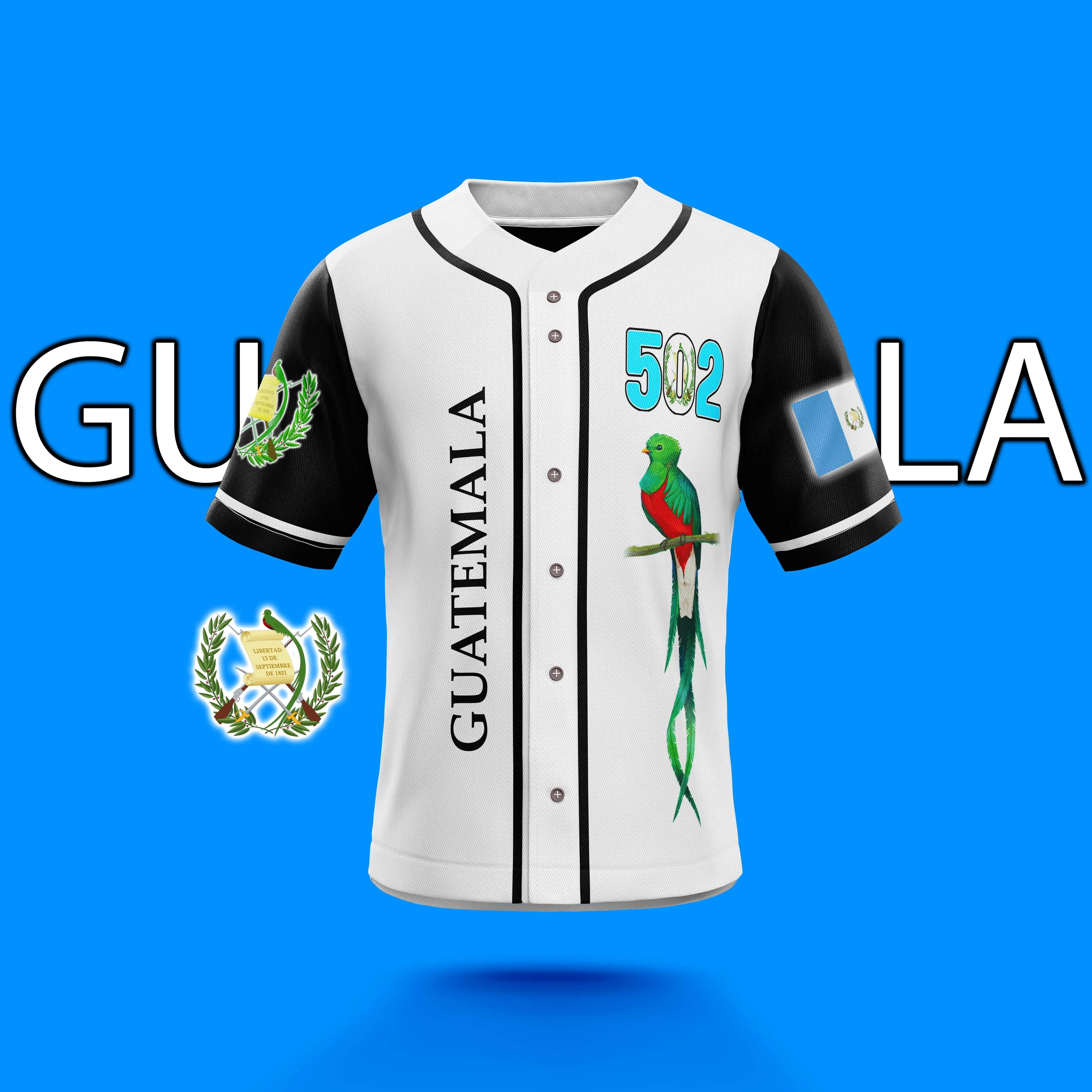 Guatemala 502 Baseball Jersey, Streewear, Unisex,  Guatemala, Street Wear,