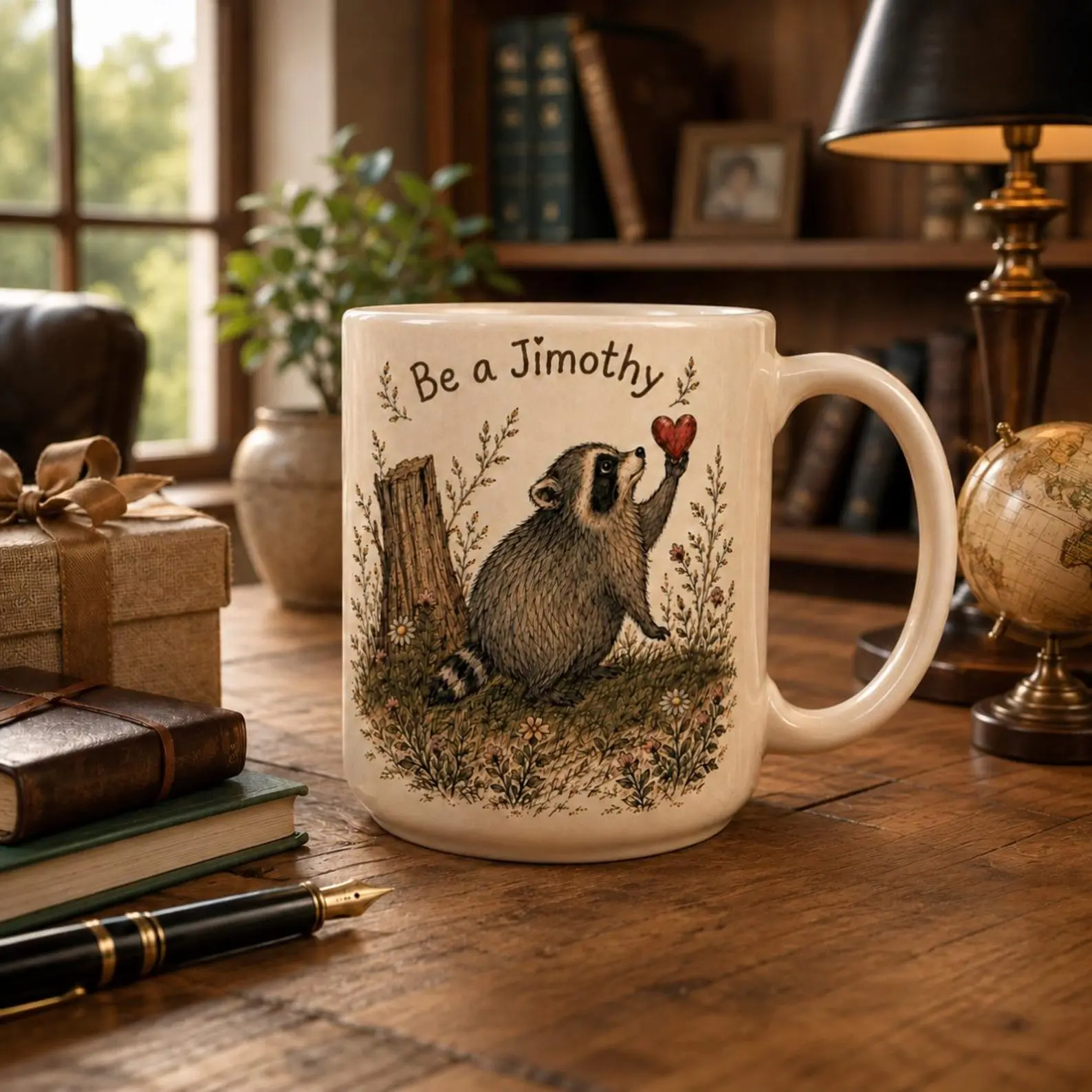Jimothy Raccoon Ceramic Mug, Funny Viral Seattle Trash Panda Coffee Cup, Short Spine Wildlife Gift, Washington Souvenir for Raccoon Lovers