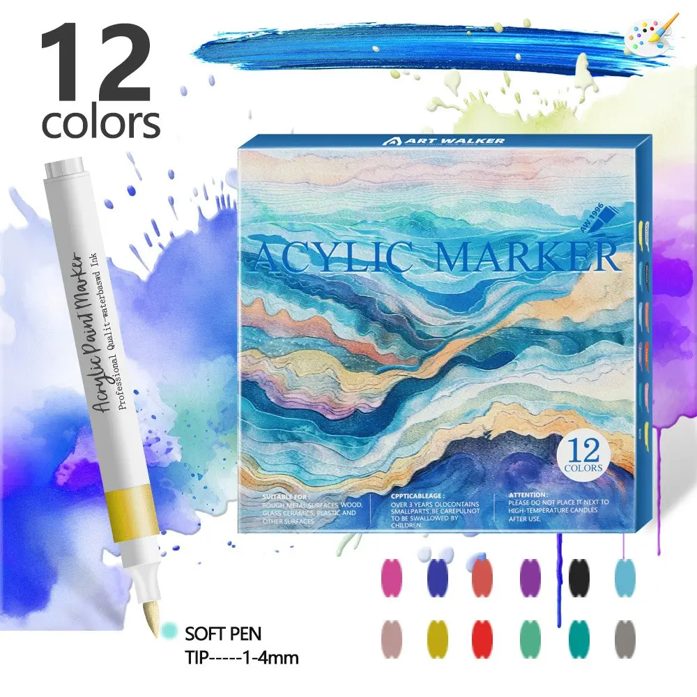 Acrylic Paint Marker Set, 12/48/80/120 Colors, Ideal for Wood Canvas Stone Glass Ceramic Surfaces, Perfect Artist Gift, Acrylic Marker Pen