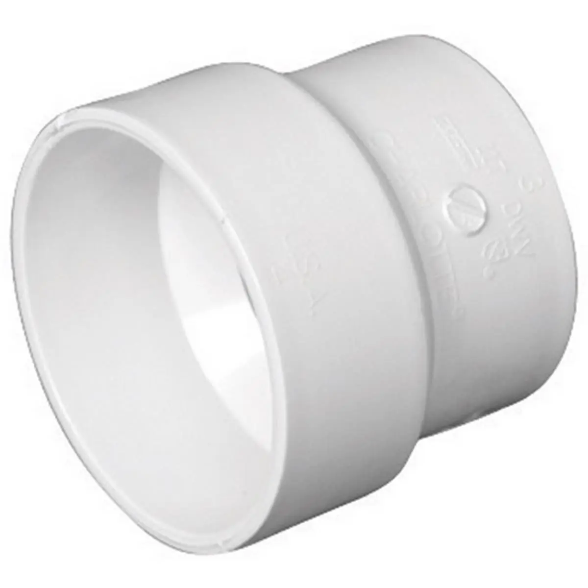 212 MAIN PVC001170800HA White PVC Reducer Coupling, 4-in to 3-in Adapter for Sewer Pipe, Underground Rated with H-Type Ends, 1 Coupling