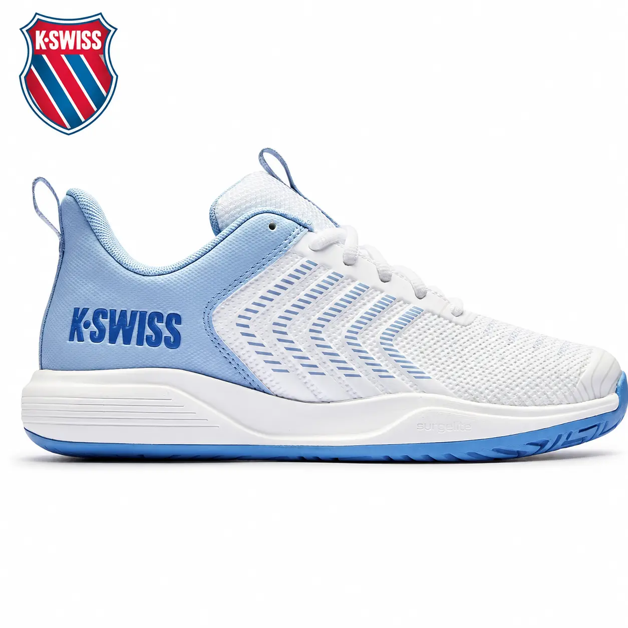 K-Swiss Women Ultrashot Light Pickleball Tennis Sneakers | White/Blue/Multi Lightweight Stable Lateral Support Court Shoes
