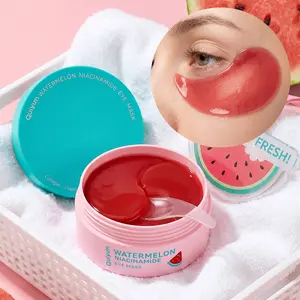 Quiyum 50pcs/70g Watermelon Eye Mask, Cooling Jelly Under Eye Gel Pads with Niacinamide & Caffeine, Brightening Eye Patches for Puffy Eyes Care