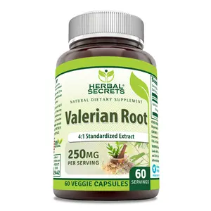 Herbal Secrets Valerian Root | 4:1 Standardized Extract | 250 Mg | 60 Veggie Capsules | Non-GMO | Gluten-Free | Made in USA