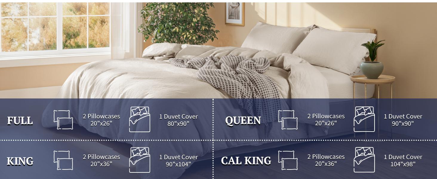 Shilucheng 3 Piece Luxury Pure Natural French Linen Duvet Cover Set with Zipper Closure & Corner Ties Cooling Breathable Soft Bedding Farmhouse Bed Cover Set Shilucheng 3 Piece Luxury Pure Natural French Linen Duvet Cover Set with Zipper Closure & Corner Ties Cooling Breathable Soft Bedding Farmhouse Bed Cover Set