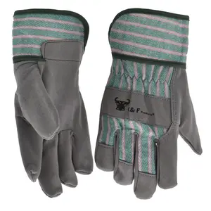 G & F Just For Kids 5009 Synthetic Leather Kids Garden Gloves, Kids Work Gloves, Grey, 1 Pair