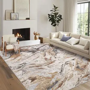 Modern Abstract Carpet Washable Area Rug Faux Cashmere Decorative Rug Foldable Indoor Carpet For Living Room Bedroom Dining Room Kitchen Low Pile Rug Fluffy Rugs