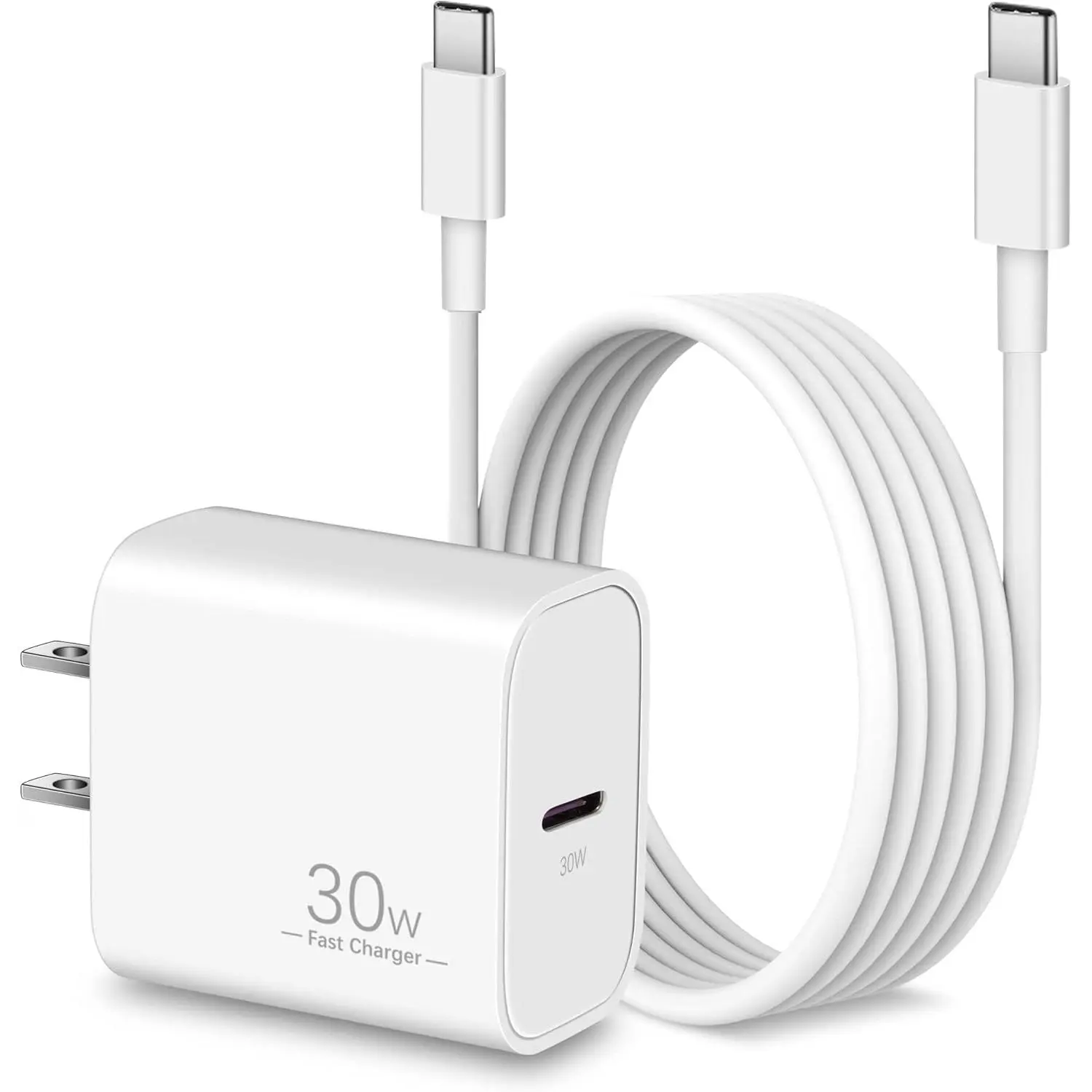 30W USB C Fast Charger for MacBook Air 13/12 inch M1/M2, 2022 2020 2019 2018 Laptop,  17/Air/16/15 Pro Max, iPad Pro 12.9/11 inch, Air, PD Wall  Block + 6FT USB-C Power  Cord