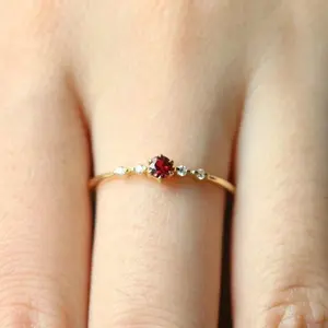 1pc Fashionable Ruby & Copper Ring For Women Daily Wear