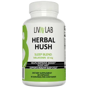 Livin Lab Herbal Hush Natural Blend of herbs and Vitamins - Fall Asleep Faster, Deeper Restful Sleeping, Non Habit-Forming