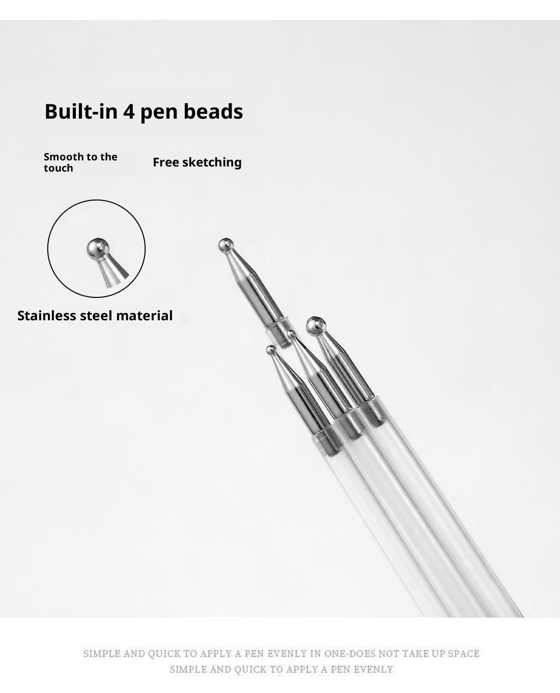 New nail bead pen five in one press type wave point pen can rub powder, draw multiple head drill pen nail tool