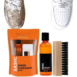 Shoe Cleaning Kit with 100ml/3.4 Oz Cleaner, Brush & Towel Complete Kit For Sneakers, Nubuck, Suede & Leather