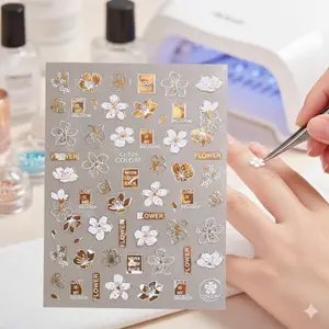 3D Laser Nail Art Stickers Kit: Abstract Design with Floral, Animals & Portraits. Self-Adhesive, Dust-Proof Storage. Professional Salon Quality Nail Decor Tools & Accessories. Portable for Easy Use.