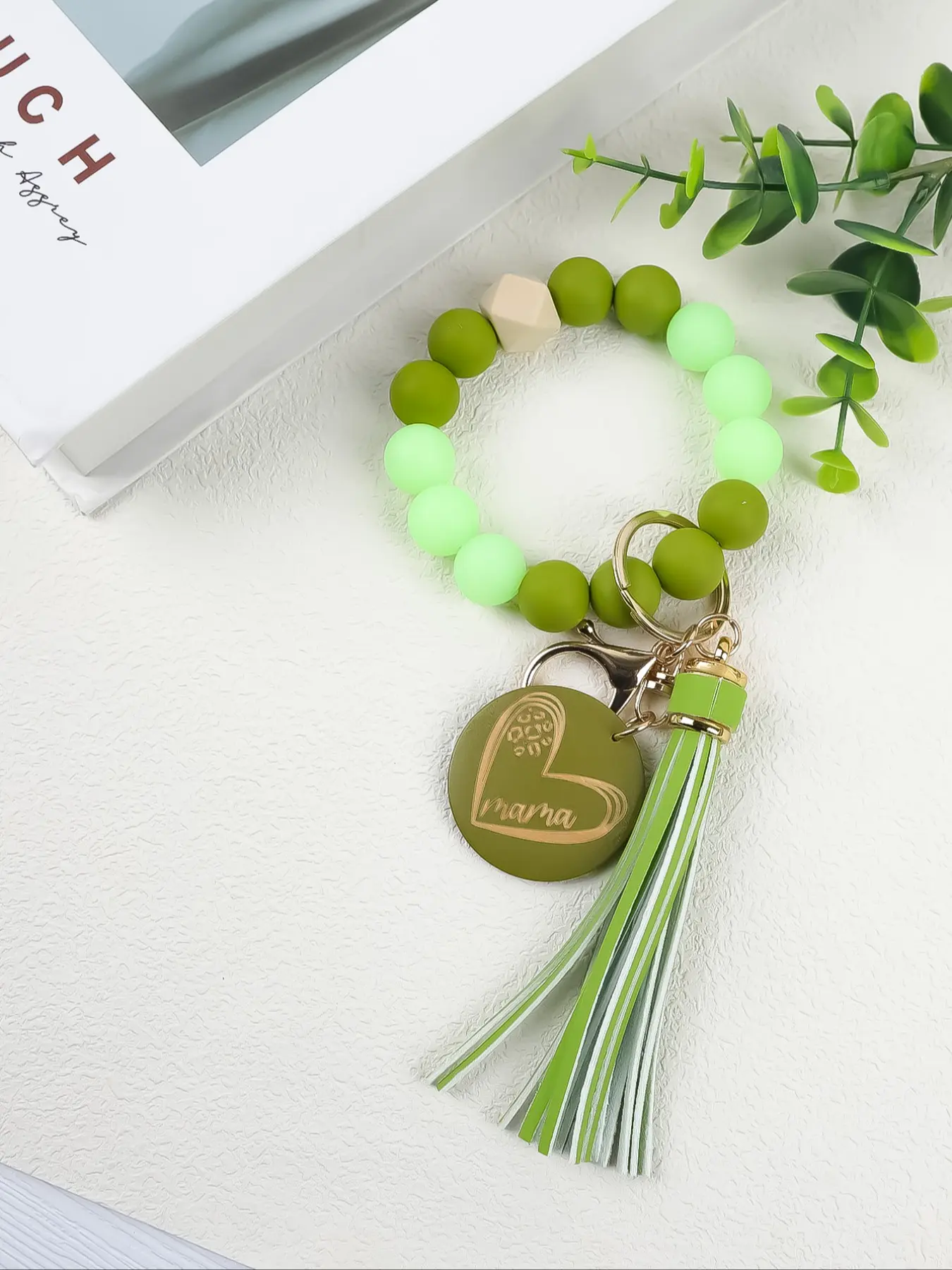 Mama Exclusive Colorful Beaded Wristlet Keychain, Glow-In-The-Dark Beads, Tassel Design, Perfect Mother's Day Gift, Birthday Present, Trendy Cute Keychain