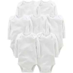 7 Pack Long Sleeve Onesie with Overlap Shoulder Design Easy to Put On and Take Off for Quick Comfortable Changing