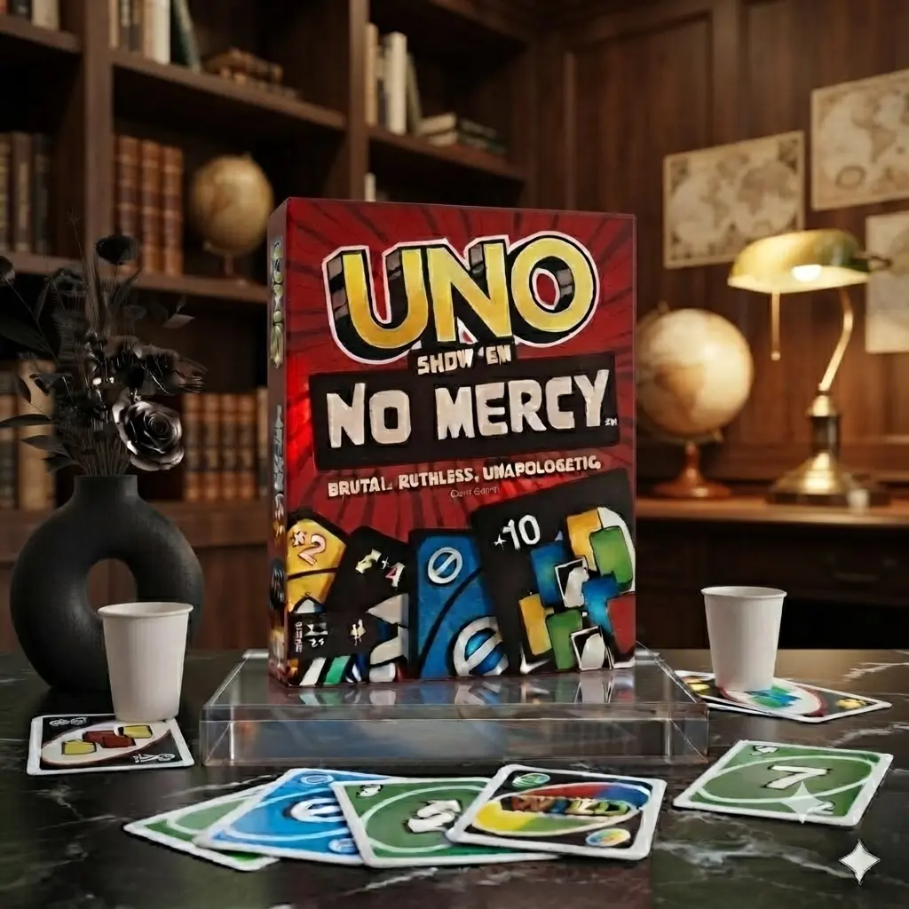 UNO Show 'Em No Mercy Card Game – Fast-Paced Family Card Game with Wild Action Cards, +10 Cards & Extreme Gameplay. Perfect Party Game for Family Game Night, Friends, Travel, Camping, Holidays, Birthday Gifts & Fun Gatherings.