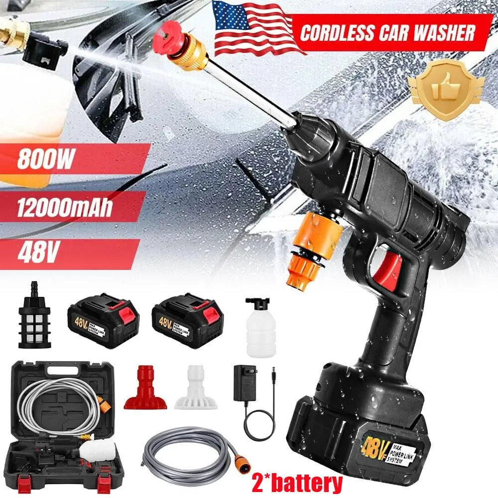 Cordless Rechargeable High-Pressure Car Wash Sprayer Set, Wireless Handheld Cleaner Kit with Multiple Nozzles, Lightweight Powerful for Efficient Dirt Removal, Reduces Hand Fatigue (Home & Outdoor Use)