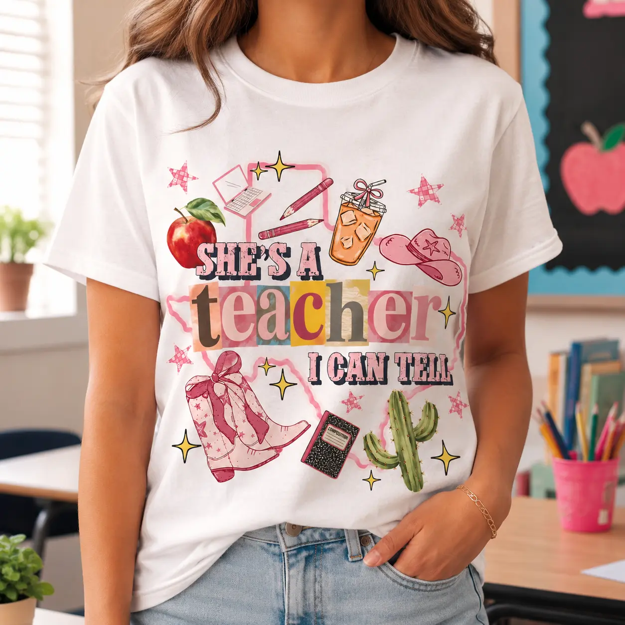 She's a Teacher I Can Tell Shirt, Western Teacher T-Shirt, Cute Classroom Tee, Teacher Appreciation Gift, Back to School Shirt
