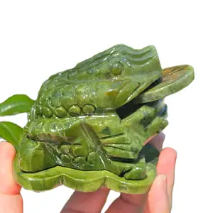 Jade Money Toad Crystal - Green Jade Figure with Unique Design and Textured Finish