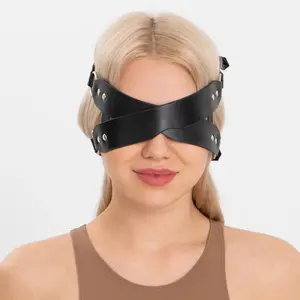 Waramndod Gothic Adjustable Unisex Faux Leather Eye Band Head Strap - Women's Fashion Accessory for Festival Rave, Cosplay - Y2K Dark Aesthetic Punk Alternative Outfit Accent
