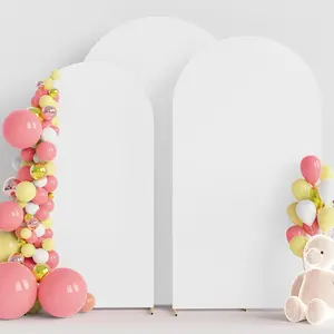 Wedding Arch Cover (7.2 ft, 6.6 ft, 6 ft) 3-piece elastic fabric fitted wedding arch cover, suitable for Chiara dome arch background stands, suitable for birthday parties, ceremonies, and banquet decorations, white.