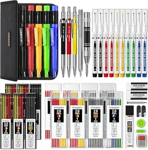 STAGEEK 38 Pack Carpenter Pencils Set With 108 Refills, Construction Pencil With Sharpener, Deep Hole Long-Nib Marker Pens, Automatic Center Punch and Carbide Scribe Tool for Woodworking with Case