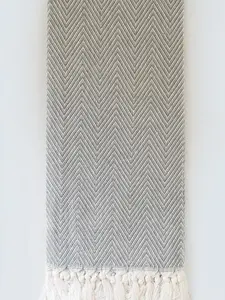 Marcel Ardani White & Grey Herringbone Dish Towel – 100% Cotton, 15x28 Inches