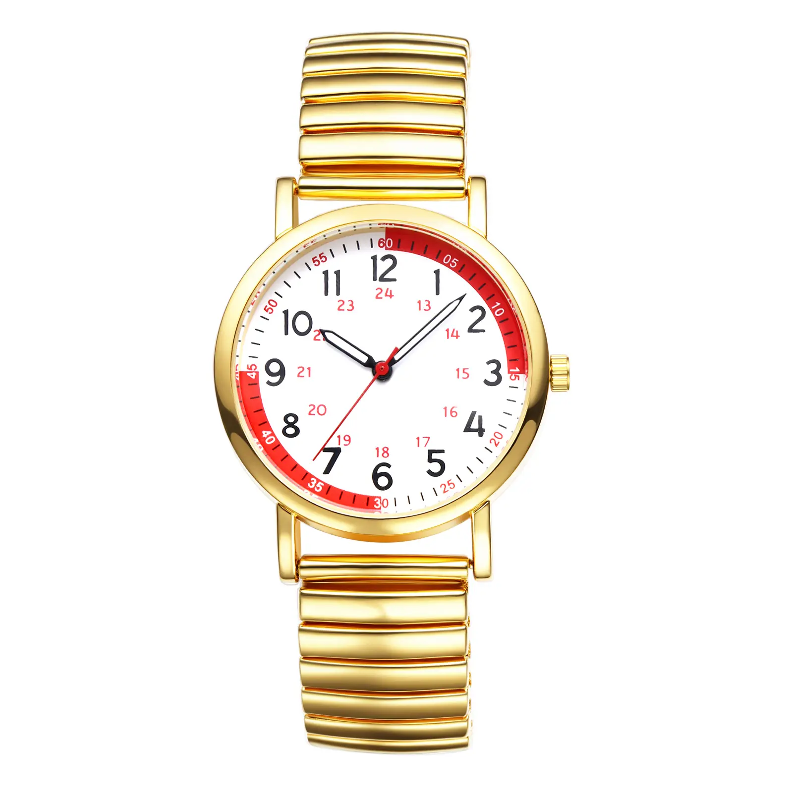OIDEA Women's Analog Watch for Nurses with Pulse Calculator, Stainless Steel Elastic Strap and Easy-to-Read Round Dial, Anniversaries, Birthdays, Quartz, Loved Ones, 24-Hour Dial