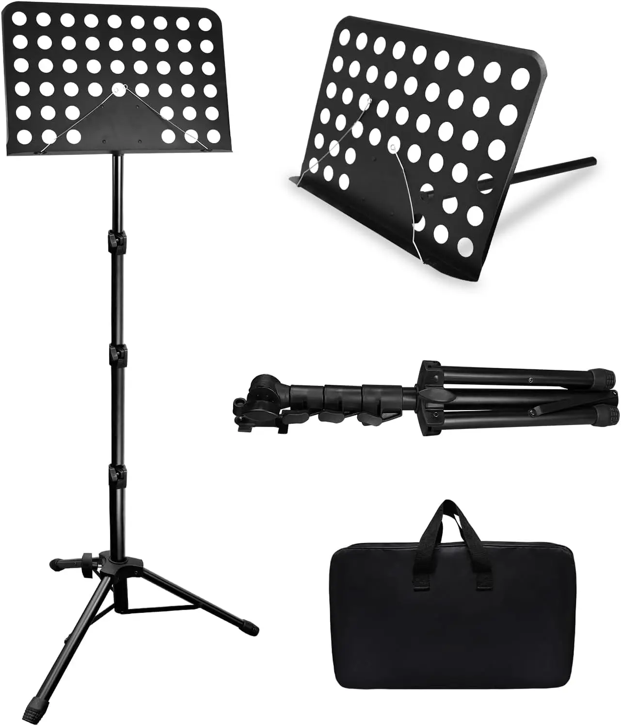 Music Stand 70IN Sheet Music Stand Tall Adjustable Portable with Carrying Bag for Guitar Violin Ukulele 33-70IN-A High Stability & Easy Assembly