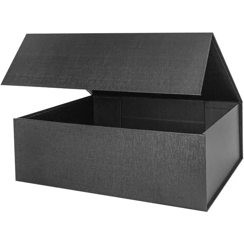 Upgrade 1 count 13x9x4 Inch Black Hard Large  Box with Lid, Foldable   Boxes,Groomsman Box bridesmaid proposal for Clothes
