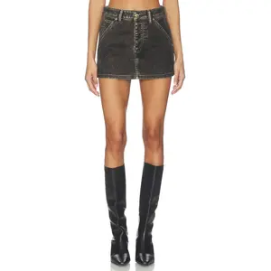 Alexander Wang Flocked Carpenter Skort in Weathered Grey