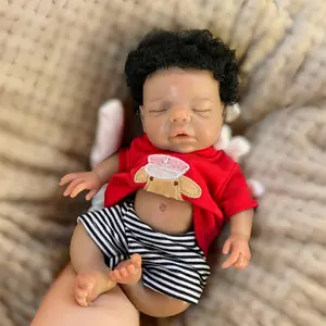10Inch Dark Skin Silicone Girl Reborn Dolls Painted Detailed Full Body Soft Solid Silicone Reborn Dolls for Baby's Birthday Gift