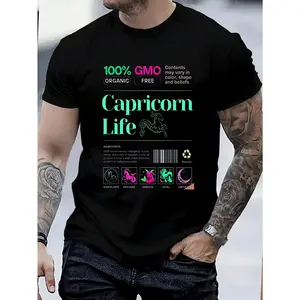 100% Cotton Zodiac Sign Capricorn T-Shirt Women's Men's Graphic Tee Causal Tops Fashion
