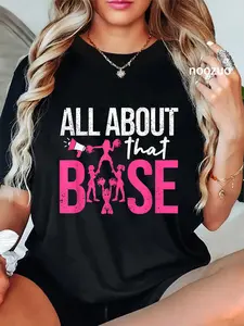 100% Cotton Funny Cheerleading All About That Base Cheer Leader Girls T-Shirt