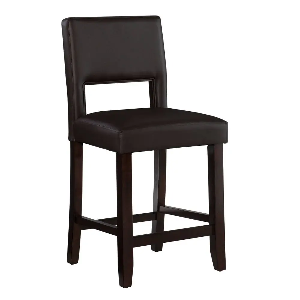 24" Vega Padded Counter Height Barstool with Ergonomic Footrest & Espresso Finish - Linon