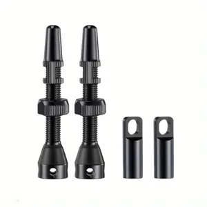 1 Pair Bicycle Repair Tools, Super Light Alloy Valve Stem Kit, Tubeless Valve Stem, with Valve Core Remover Tool and Valve Stem Caps, Suitable for Most MTB and ROAD BIKE Rims