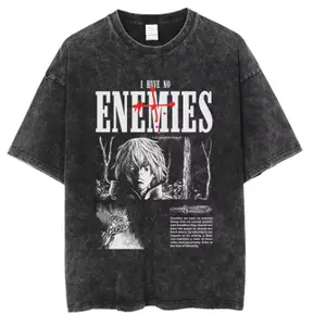 VINLAND SAGA Manga T Shirt For Men Women Tshirt Washed Cotton T-shirt Clothing Summer Short Sleeve O-Neck Tees Streetwear