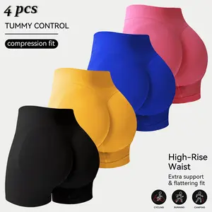 TCVC Women's Solid Color High Waist Gym Shorts, Breathable Comfortable Skinny Shorts for Yoga Gym Workout Running Cycling, Ladies Sportswear For All Seasons, Activewear