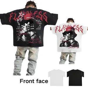 Men's Short-Sleeve Round Neck T-Shirt - Baggy Compression Retro Vintage Graphic Top, Fashion Cultural Streetwear, Dark-Style Loose Layering Hip-Hop Printed Casual Menswear