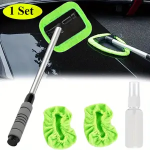 1 Set Windshield Cleaner Tool with Extendable Handle,Including 3 Microfiber Towel Pads,Auto Glass Wiper for Windshield,Trucks,RVs,and Home Windows,Christmas Party Gifts,Hand Tools Kits
