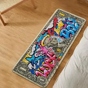 Dollar Pattern Design Floor Mat, 1 Count Non-slip Soft Floor Carpet, Shaggy Area Rug, Decorative Area Rug for Home Living Room Bedroom Study Room Office, Shag Area Rugs