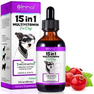 Omimal 15 in 1 Dog Multivitamin 2 oz - All-in-One Liquid Multivitamin for Dogs with Digestive Immunity Allergy Skin Coat Support Hip & Joint Health for All Ages Breeds