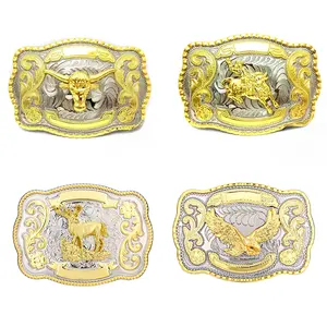 Gold Western Cowboy Belt Buckle – Praying Cowboy with Mexican Eagle Detail, Bold Rodeo Statement Piece